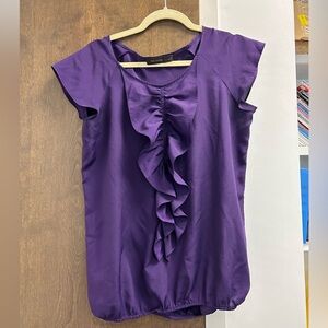 Women's The Limited Ruffled Cap Sleeve Blouse - Dark Purple - Size Medium